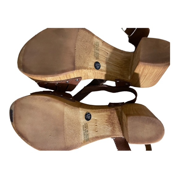 Charles David womens upper leather wood platform heels ankle strap sandals 10.5 - Picture 11 of 12